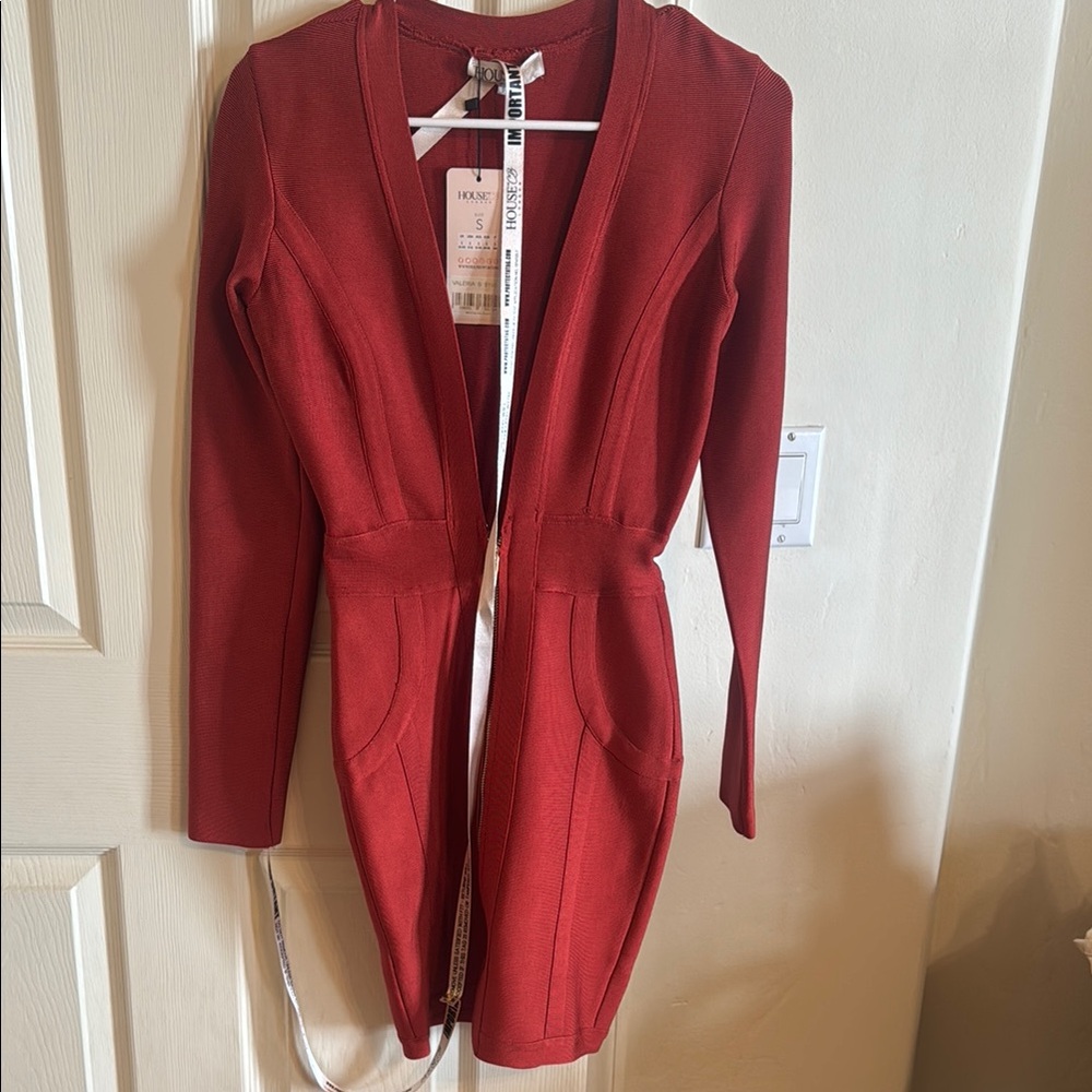 NWT House of CB Bodycon Red Long Sleeve Dress